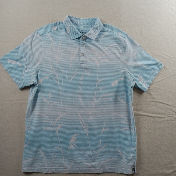 Nat Nast Luxury Originals Mens XL Polo Shirt Blue White Striped Leaf Print - Picture 6 of 11